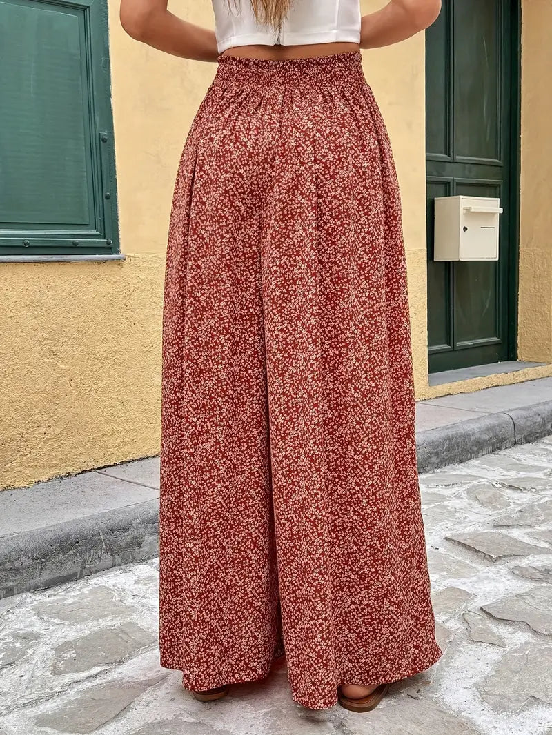 Floral Print Wide-Leg Pants