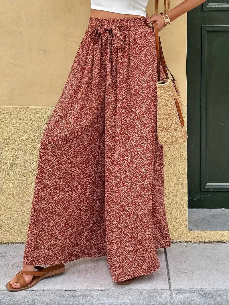 Floral Print Wide-Leg Pants